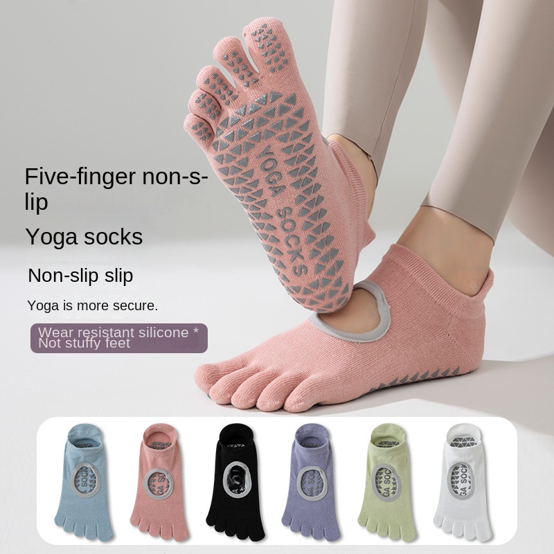 Medias Para Pilates Y Yoga - ถุงเท้าโยคะห้านิ้วสำหรับผู้หญิง ป้องกันการลื่นไถล เหมาะสำหรับกีฬาในร่ม เต้นรำ พิลาทิส และฟิตเนส