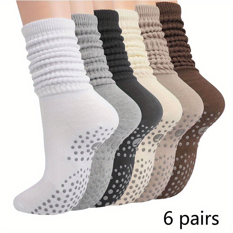 Medias Para Pilates Y Yoga - ถุงเท้าโยคะแบบสองชั้น 1/3 ป้องกันการลื่นไถลในร่ม เนื้อผ้านุ่ม ระบายอากาศได้ดี ถุงเท้าสำหรับผู้หญิง