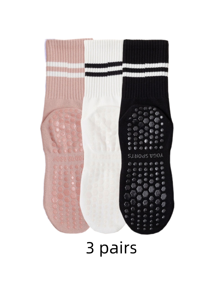 ถุงเท้าโยคะ 3 คู่ ความยาวปานกล - Medias Para Pilates Y Yoga บทวิจารณ์และราคา