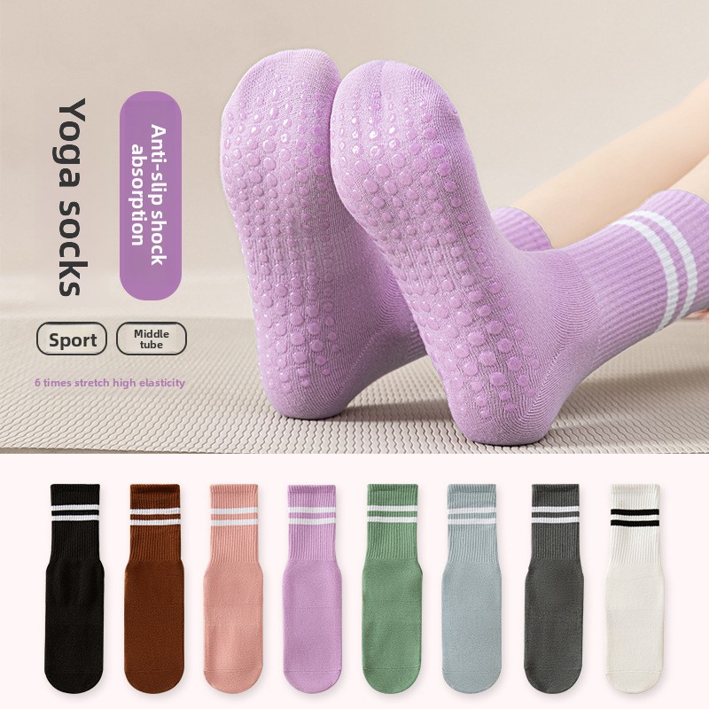 ถุงเท้าข้อสูงลายทางคู่สำหรับผู - Pilate Yoga Workout บทวิจารณ์และราคา