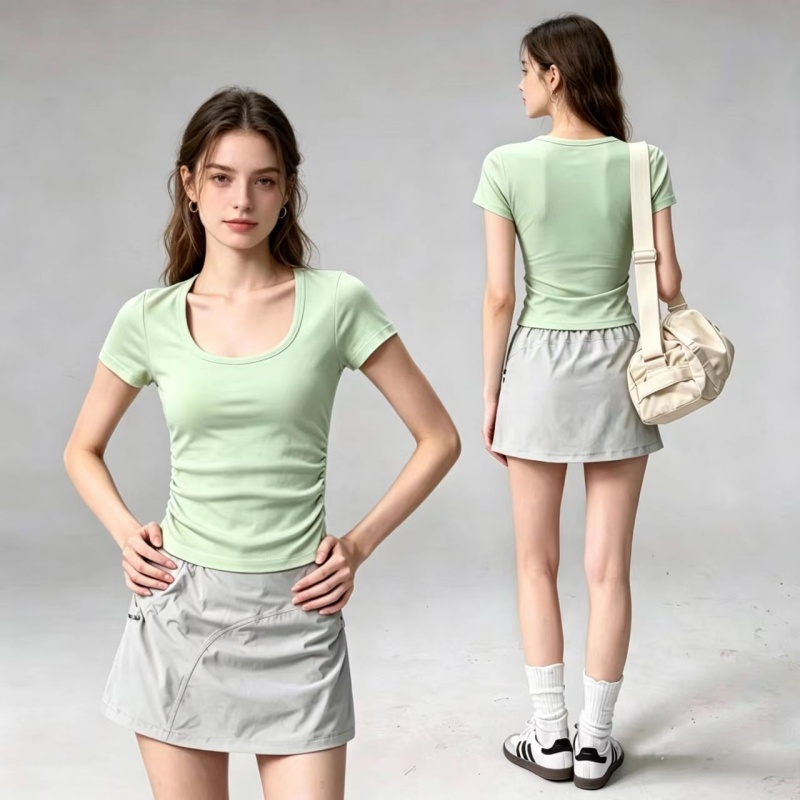 เสื้อยืดกีฬาแขนสั้นสำหรับผู้หญ - Pilate Yoga Workout บทวิจารณ์และราคา